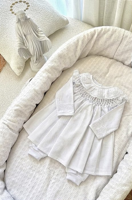 Conjunto Vestido Casinha de Abelha Branco RN