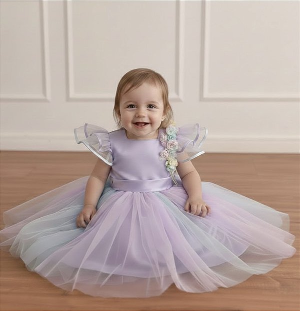 Vestido Luxo Jardim Encantado Lilás Infantil