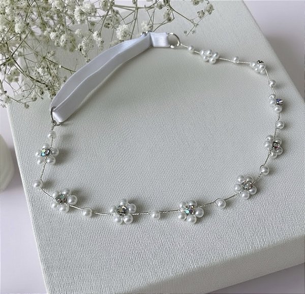 Tiara Flores de Pérolas