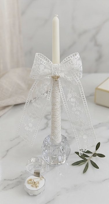 Kit Vela e Broche Espírito Santo com zircônias