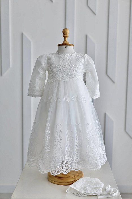 Mandrião com Touca para Batizado - Lace