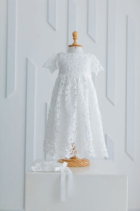 Mandrião com Touca para Batizado - Flower