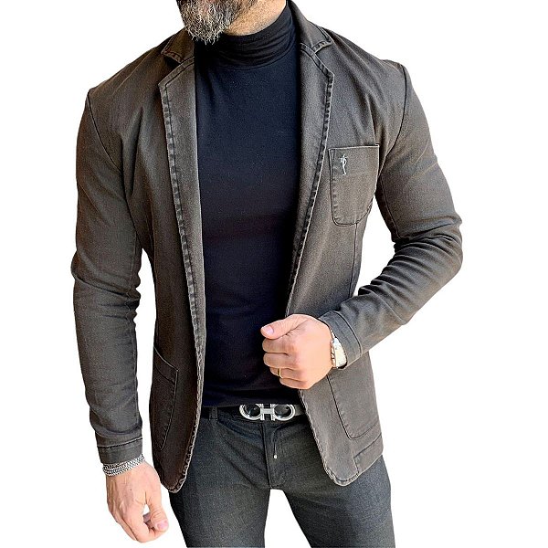 Blazer  Slim Fit Sport Fino Casual Semi Resinado Marrom