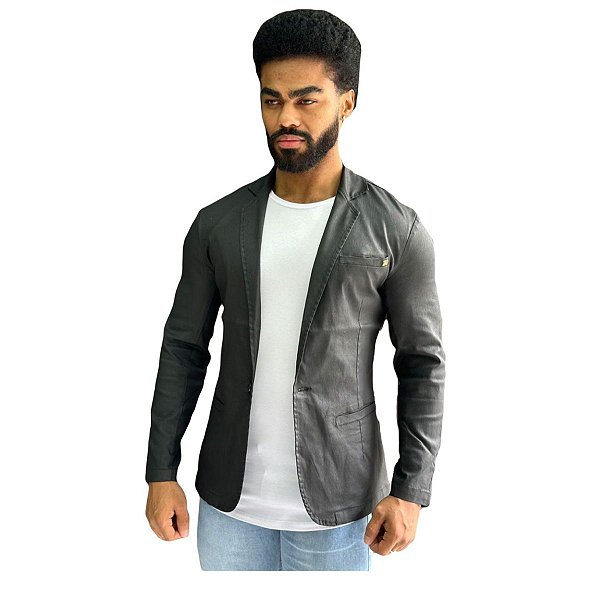 Blazer  Slim Fit Sport Fino Casual Resinado Preto