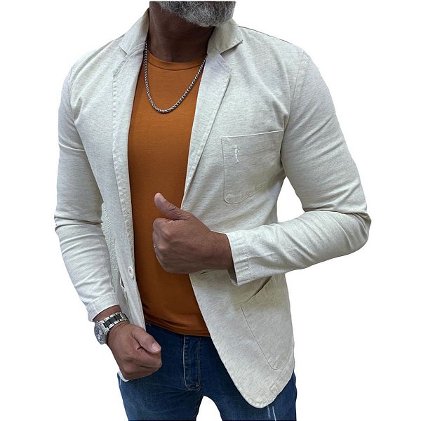 Blazer Slim Fit Sport Fino Casual Linho Natural