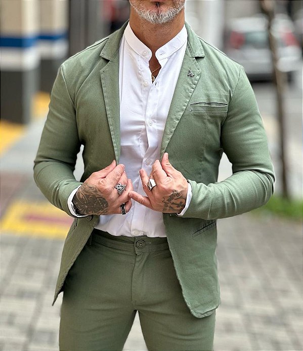 Blazer Masculino Resinado Perpochi Verde