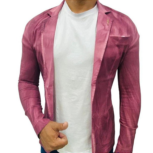 Blazer Slim Fit Cotele Rosa Chapado