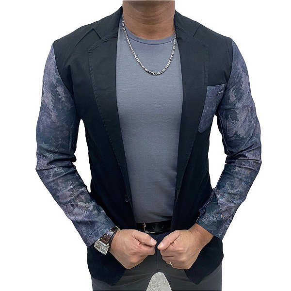 Blazer Slim Fit Sarja Detalhe Zip Off