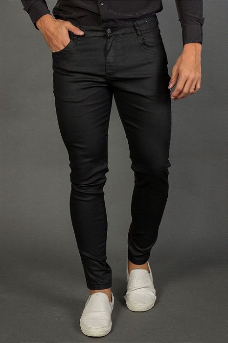 Calça Alfaiataria Resinada Perpochi Preta