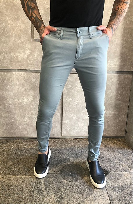 Calca Alfaiataria Skinny Verde Agua