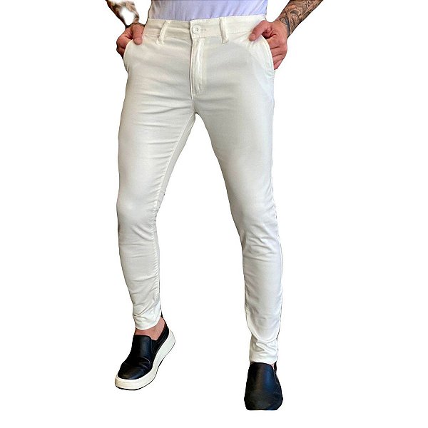 Calca Alfaiataria Skinny Off White Zip Off