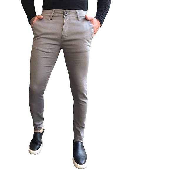 Calca Alfaiataria Skinny Grafite Zip Off