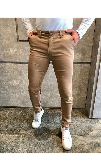 Calca Alfaiataria Skinny Caqui