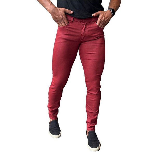 Calça Resinada Zip Off Bordo