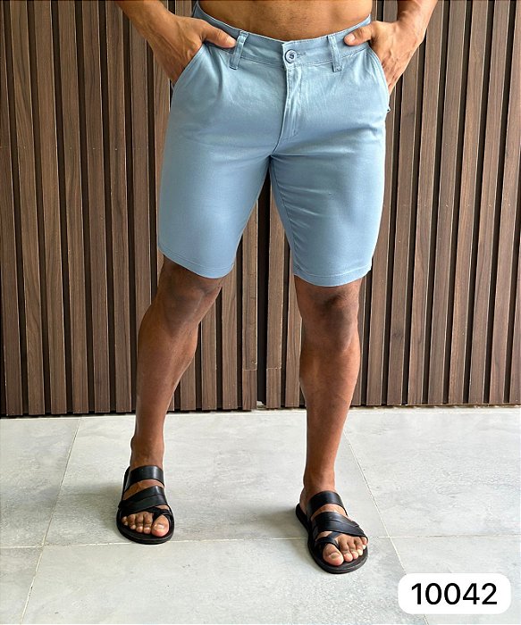 Bermuda Alfaiataria Azul Medio Zip Off