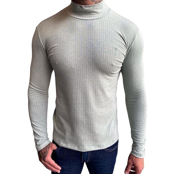 Blusa Masculina Gola Alta Meia Estação Zip Off