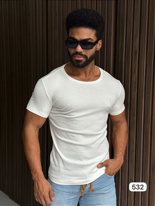 Camiseta Masculina Slim Corte Reto Canelada Zip Off- Coleção