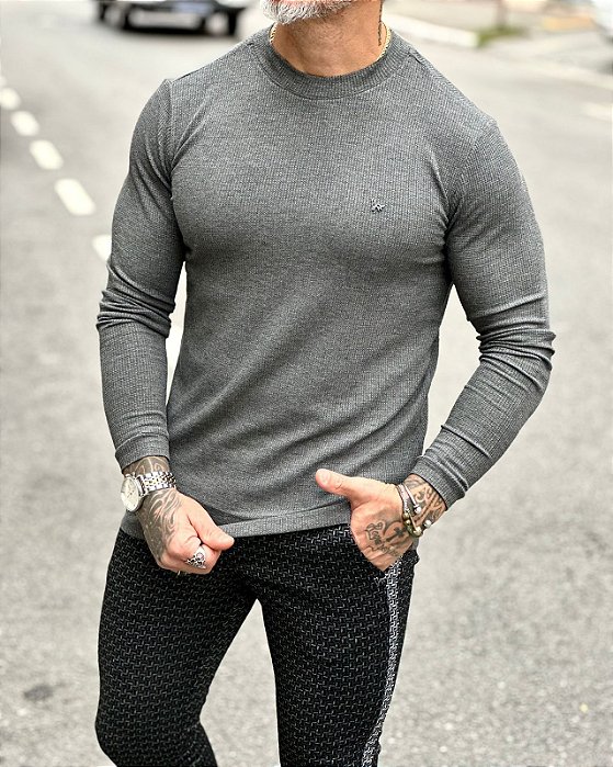 Blusa Honey Manga Longa Canelada Perpochi