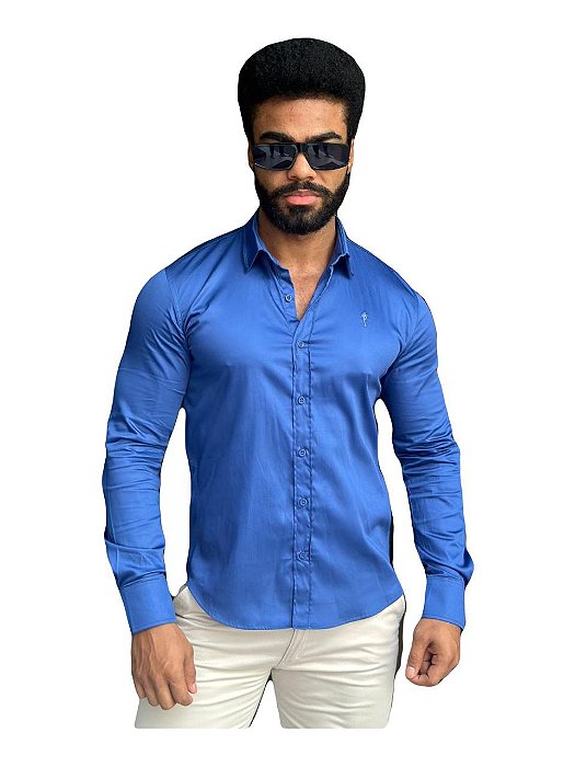 Camisa Slim Fit  Acetinada Longa Royal
