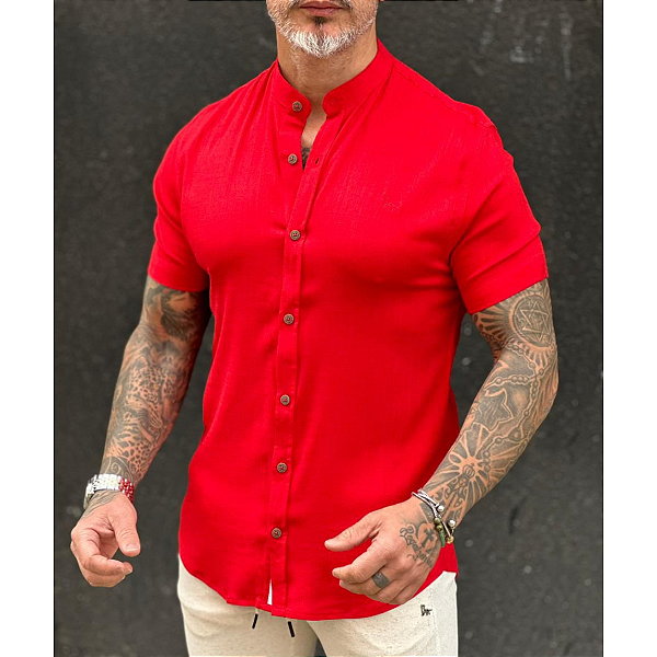 Camisa Dubai Gola Padre M. Curta Vermelho