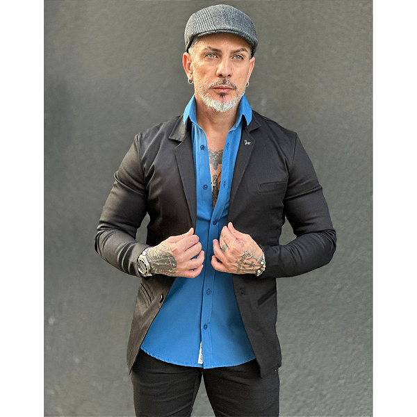 Blazer Slim Fit Extreme Power Preto Per Pochi