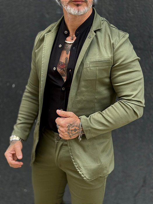 Blazer Slim Fit Extreme Power Militar Per Pochi