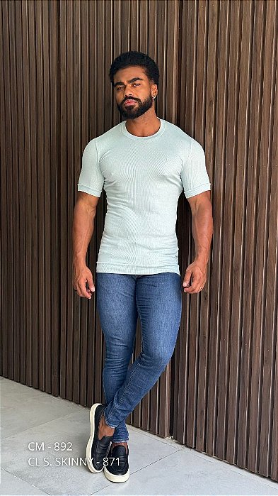 Camiseta  Masculina Slim Zip Off Viscolinho