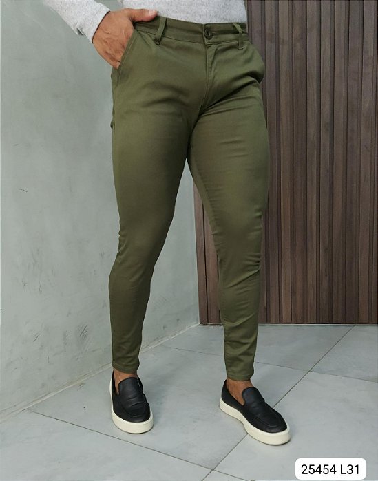 Calca Alfaiataria Skinny Verde Lisa Zip Off