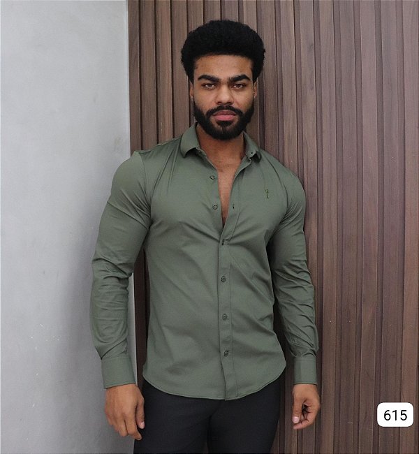 Camisa Masculina Slim Extreme Power Zip Off Verde