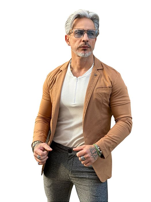 Blazer Alfaiataria Sarja Hannah Perpochi Marrom