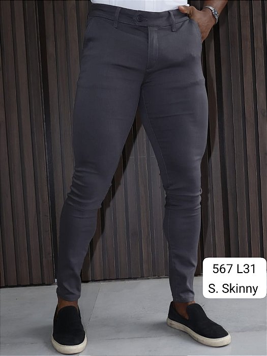 Calca Alfaiataria Skinny Extreme Power Chumbo