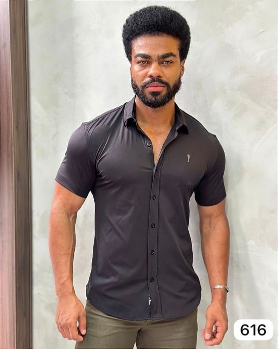 Camisa Manga Curta Slim Extreme Power  Preta