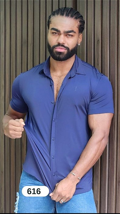 Camisa Manga Curta Slim Extreme Power  Marinho