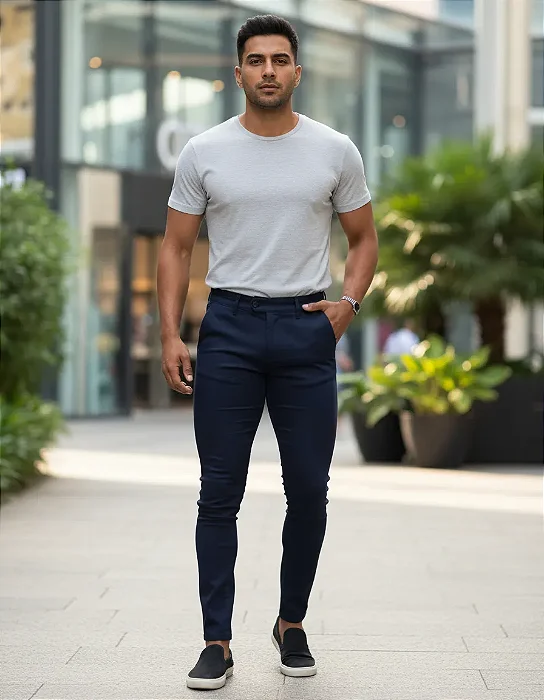 Calca Alfaiataria Skinny Extreme Power Marinho