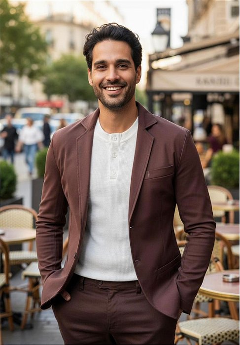 Blazer Masculino Casual Slim Fit Lançamento Marrom