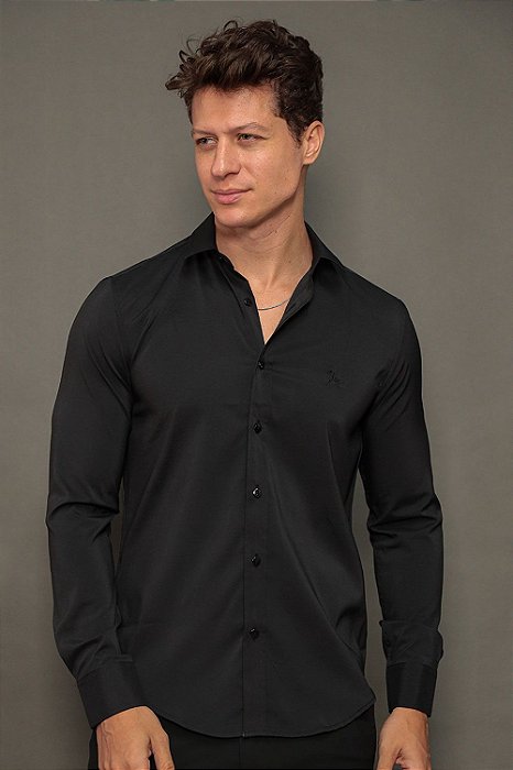 Camisa Masculina Impermeável Per Pochi Preto