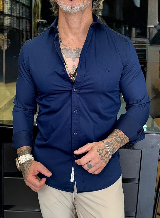 Camisa Masculina Impermeável Per Pochi Azul Lancamento