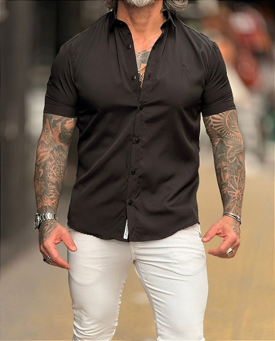 Camisa repelente a agua mc gol trad Preto