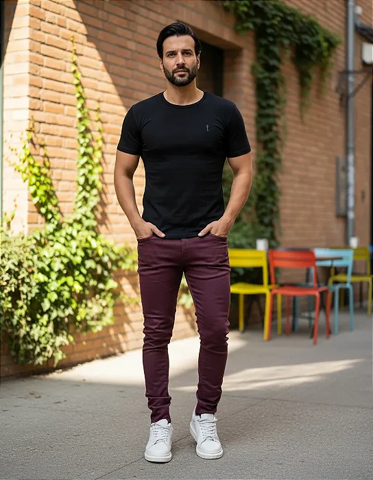 Calca Alfaiataria Skinny Extreme Power Rubro