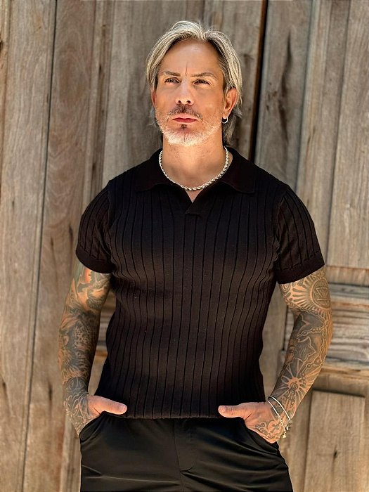Polo Tricô Capri Preto - Per Pochi