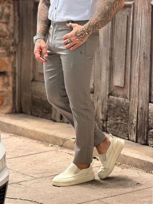 Calca Corte Reto Ziper Lateral Per Pochi Extreme Power Cinza