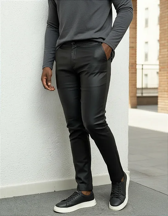 Calca Masculina Semi Resinada Acetinada Ajuste Lateral
