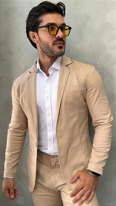 Blazer Masculino Casual Slim Fit Poliamida Cappuchino