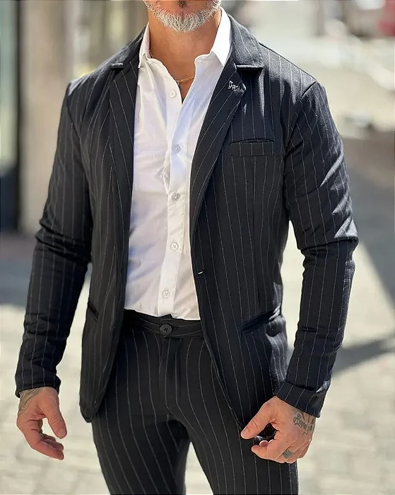 Blazer Risca De Giz Perpochi