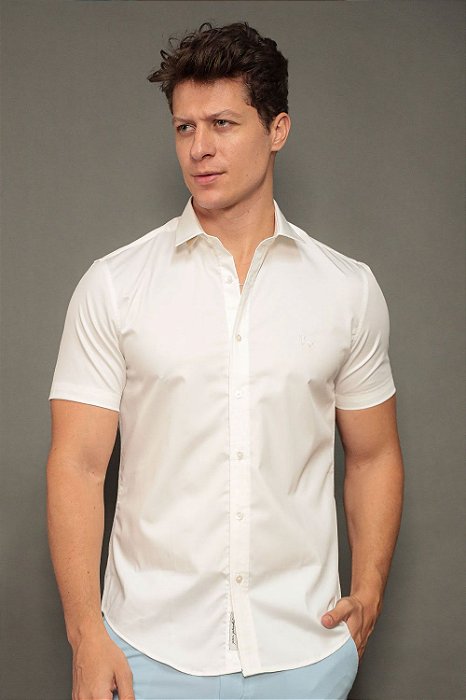 Camisa Per Pochi Fibra De Bambu Manga Curta Perpochi Branco