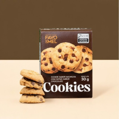 Cookie sabor baunilha com gotas sabor chocolate - Estojo 30 g