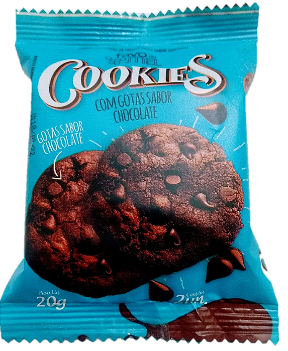 Cookie com adição de cacau e gotas sabor chocolate 20 g