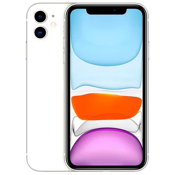 iPhone 11 Apple 64GB branco, Tela de 6,1”, Câmera Dupla de 12MP, iOS