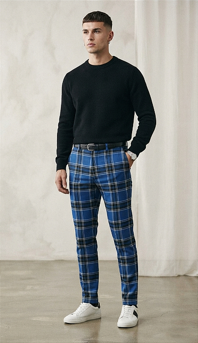 Calça Xadrez Azul