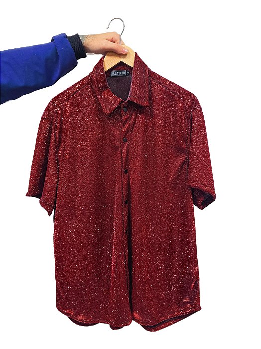 Camisa Manga Curta Brilho Vermelho